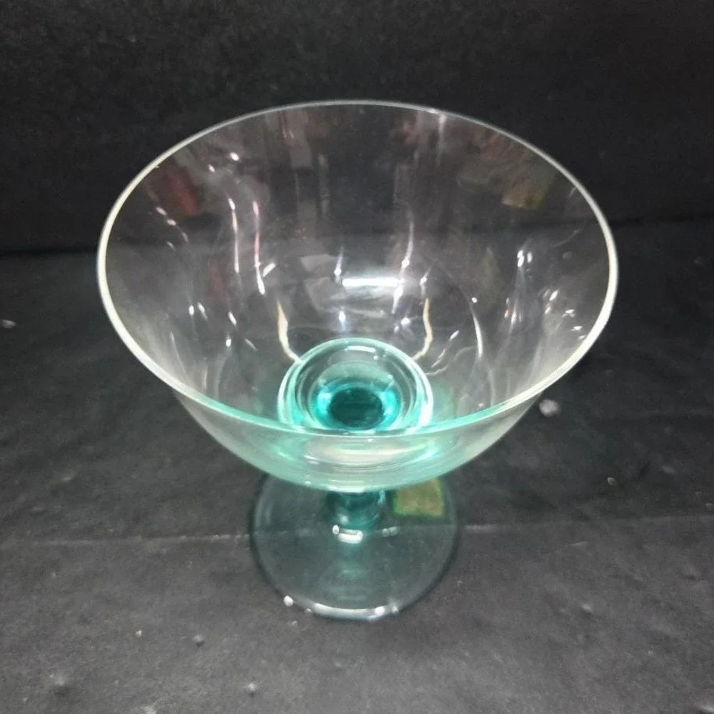 Marquis Waterford‎ Bermuda Green Champagne Coupe, Vintage Cut Crystal Stemware